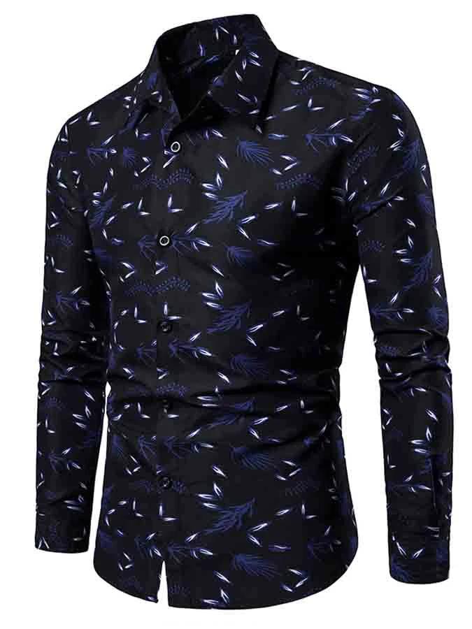 Mofybuy Men's Casual Party Print Shirt