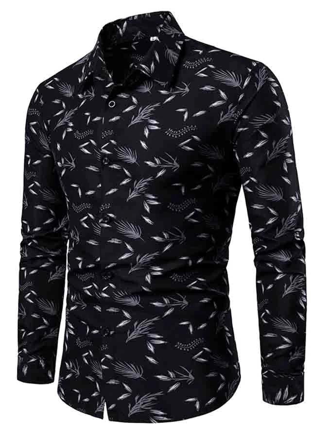 Mofybuy Men's Casual Party Print Shirt