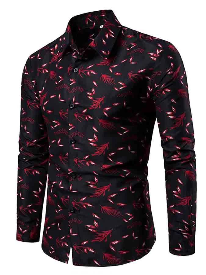 Mofybuy Men's Casual Party Print Shirt